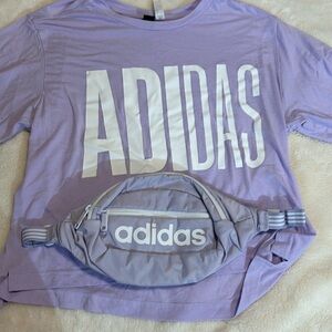 Lavender adidas bundle! Selling the pouch and short sleeved shirt together